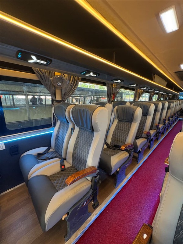 Recliner seats inside the bus